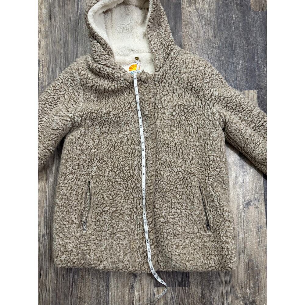 C&C California Womens Faux Fur Teddy Hooded Jacket Taupe Brown‎ Size M RN57686 - Picture 2 of 6